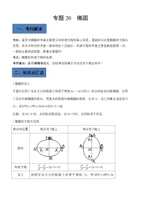 (艺考)新高考数学二轮复习高频考点选填题型精讲精练专题20 椭圆（2份，原卷版+解析版）