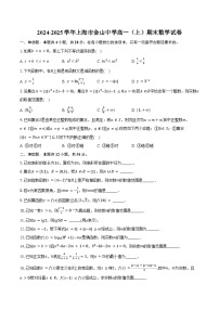 2024-2025学年上海市金山中学高一（上）期末数学试卷（含答案）