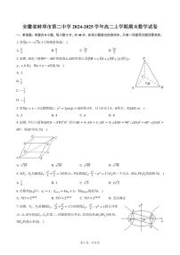 安徽省蚌埠市第二中学2024-2025学年高二上学期期末数学试卷（含答案）