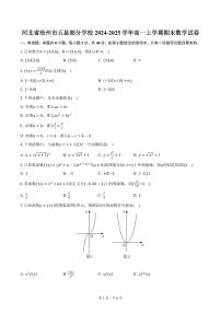 河北省沧州市五县部分学校2024-2025学年高一上学期期末数学试卷（含答案）