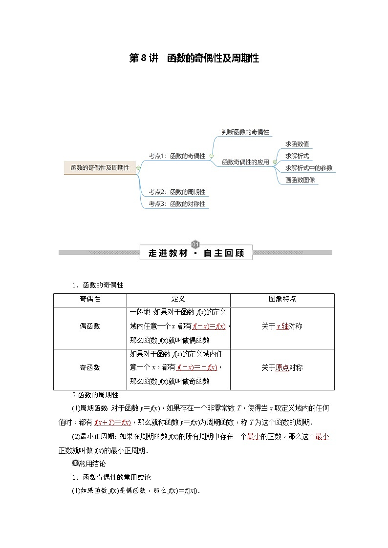 新高考数学一轮复习考点探究与题型突破训练第08讲 函数的奇偶性及周期性(解析版)第1页