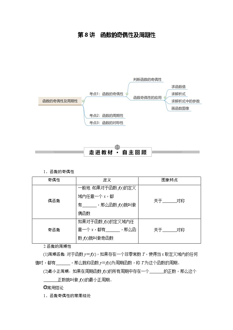 新高考数学一轮复习考点探究与题型突破训练第08讲 函数的奇偶性及周期性(原卷版)第1页