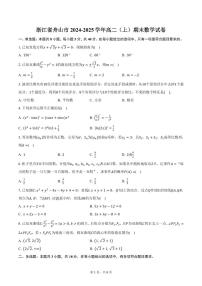 浙江省舟山市2024-2025学年高二（上）期末数学试卷（含答案）