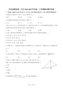 河北省唐县第一中学2024-2025学年高一上学期期末数学试卷（含答案）