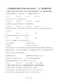 广东省珠海市实验中学2024-2025学年高二（上）期末数学试卷（含答案）