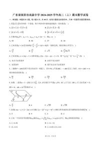 广东省深圳市高级中学2024-2025学年高二（上）期末数学试卷（含答案）