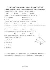 广东省茂名第一中学2024-2025学年高二上学期期末数学试卷（含答案）