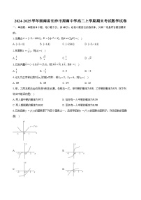 2024-2025学年湖南省长沙市周南中学高二上学期期末考试数学试卷（含答案）