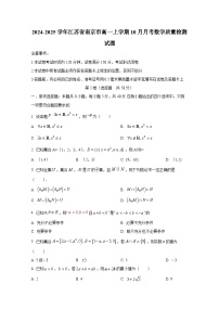 2024-2025学年江苏省南京市高一上册10月月考数学质量检测试题（含解析）