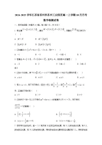 2024-2025学年江苏省苏州市苏州工业园区高一上册10月月考数学检测试卷