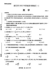 广东省湛江市2025年普通高考测试（一）数学试题（附参考答案）