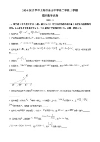 上海市金山中学2024-2025学年高二上学期期末考试数学试题（原卷版+解析版）