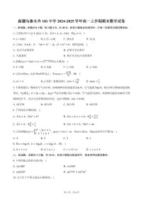 新疆乌鲁木齐101中学2024-2025学年高一上学期期末数学试卷（含答案）