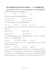 四川省资阳市某中学2024-2025学年高二（上）期末数学试卷（含答案）