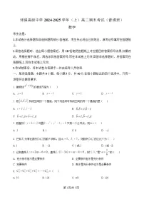 四川省内江市资中县球溪高级中学2024-2025学年高二上学期期末考试（普通班）数学试题（Word版附解析）