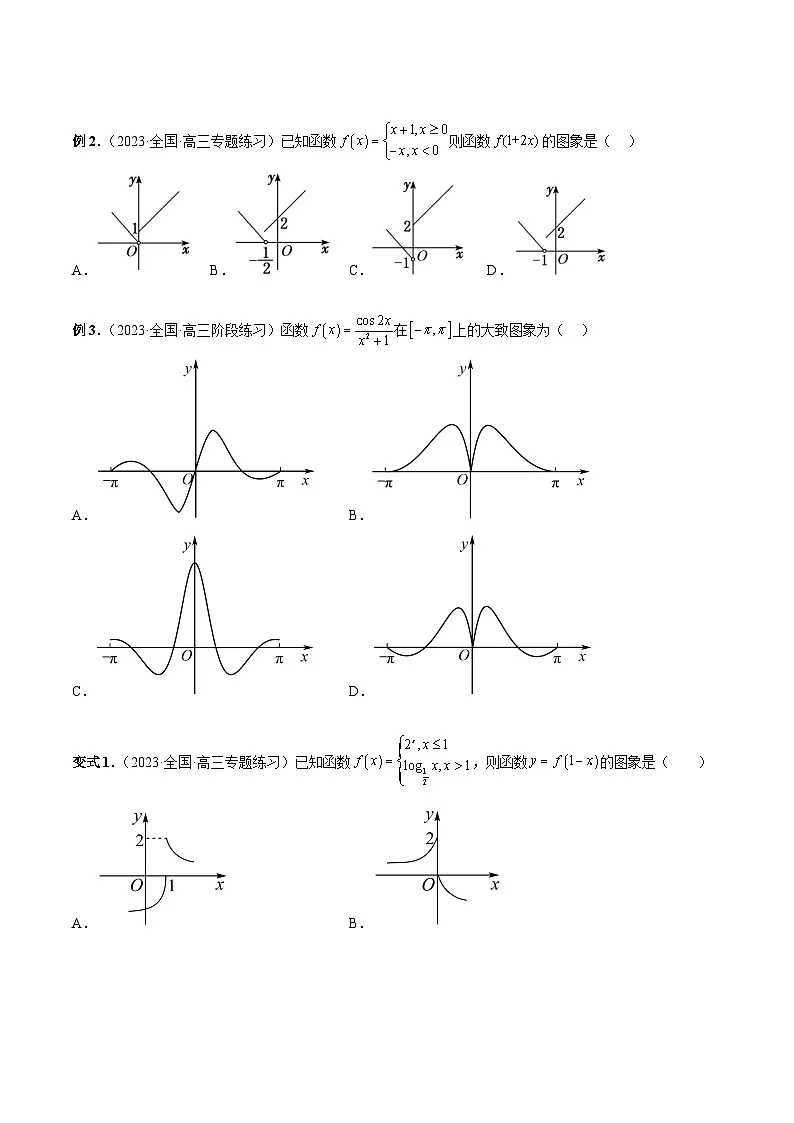 (艺考)新高考数学一轮复习考点题型突破练习专题12 函数的图象(原卷版)第3页