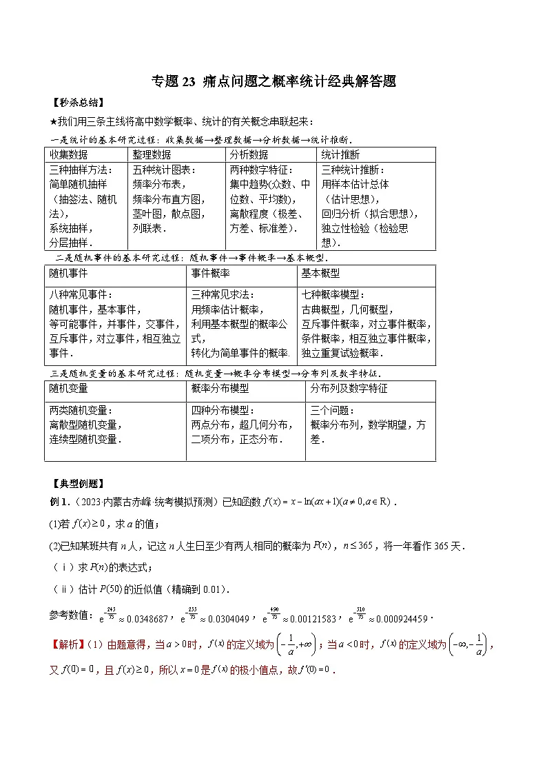 新高考数学二轮复习提分练习23 痛点问题之概率统计经典解答题(解析版)第1页