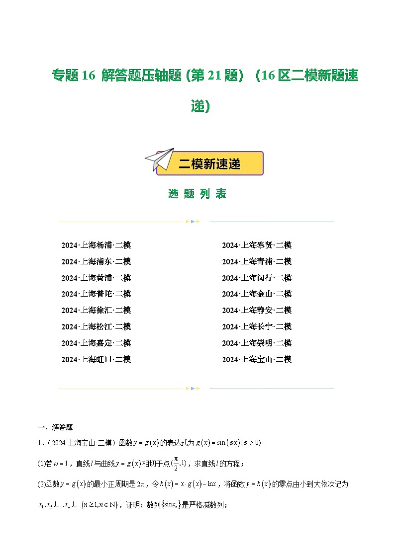 專題16 解答題壓軸題(第21題)(16區(qū)二模新題速遞)(原卷版)第1頁