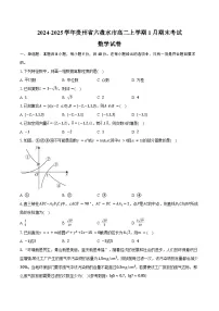 2024-2025学年贵州省六盘水市高二上学期1月期末考试数学试卷（含答案）
