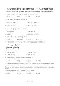 四川省资阳育才学校2024-2025学年高一（下）入学考试数学试卷（含答案）