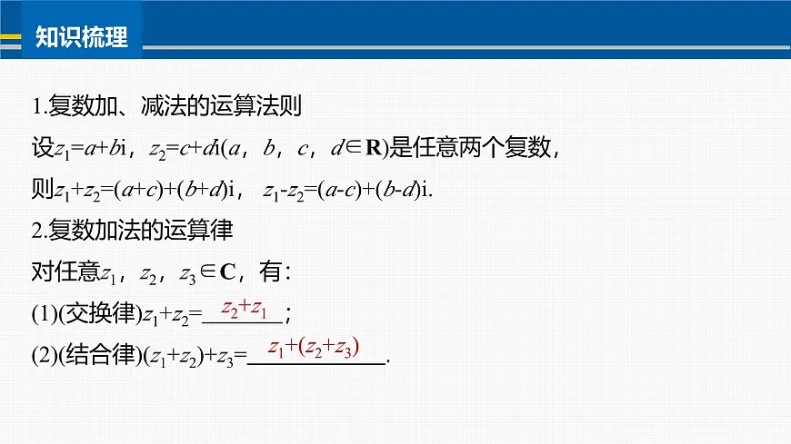 人教A必修二2024-2025学年第二学期高一数学同步课件7.2.1复数的加、减运算及其几何意义第6页