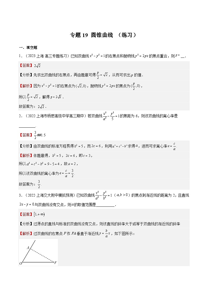 (上海专用)新高考数学一轮复习讲练测专题19 圆锥曲线 (练习)(解析版)第1页