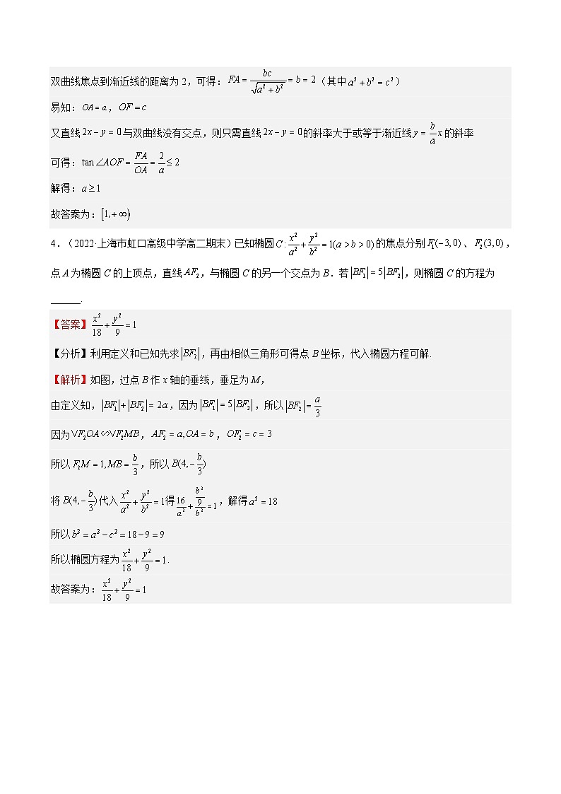 (上海专用)新高考数学一轮复习讲练测专题19 圆锥曲线 (练习)(解析版)第2页