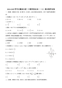 2024-2025学年安徽省合肥一中淝河校区高一（上）期末数学试卷（含答案）