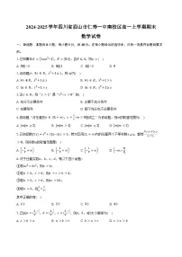 2024-2025学年四川省眉山市仁寿县仁寿第一中学校南校区高一上学期期末数学试卷（含答案）