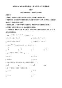 广西壮族自治区河池市2024-2025学年高一上学期期末学业水平质量检测数学试题（含答案）