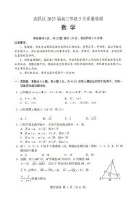 武昌区 2023 届高三年级 5 月质量检测数学试卷及参考答案
