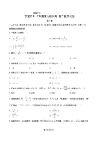 浙江省宁波市九校2024-2025学年高二上学期期末联考数学试题（含答案）