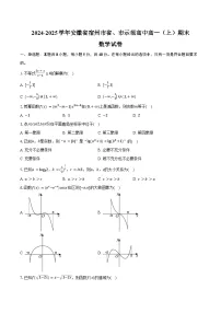 2024-2025学年安徽省宿州市省、市示范高中高一（上）期末数学试卷（含答案）