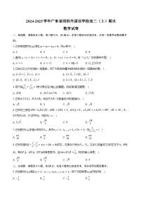 2024-2025学年广东省深圳外国语学校高二（上）期末数学试卷（含答案）