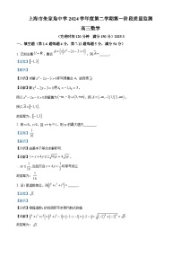 上海市朱家角中学2024-2025学年高三下学期3月考试数学试题（解析版）