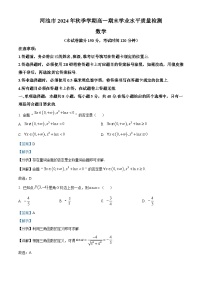 广西壮族自治区河池市2024-2025学年高一上学期1月期末考试  数学  Word版含解析