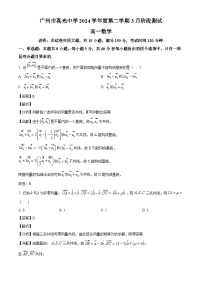 广东省广州市真光中学2024-2025学年高一下学期3月阶段测试 数学试题（含解析）