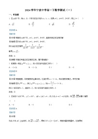 浙江省宁波中学2024-2025学年高一下学期三月月考 数学试卷（含解析）