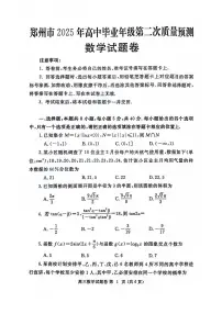 河南省郑州市2025届高三高考模拟第二次模拟考-数学试题+答案