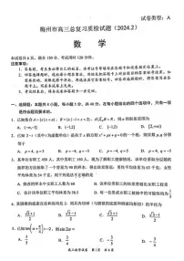 2024届广东省梅州市一模高三下(2月)-数学试题(含答案)