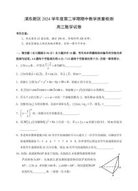 【2025届上海高三数学二模】2025届上海浦东新区高三数学二模试卷与解析