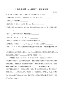 【2025届上海高三数学二模】2025届上海浦东新区高三数学二模试卷与答案