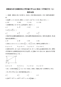 湖南省长沙市湖南师范大学附属中学2025届高三下学期月考(七)数学试卷(含答案)
