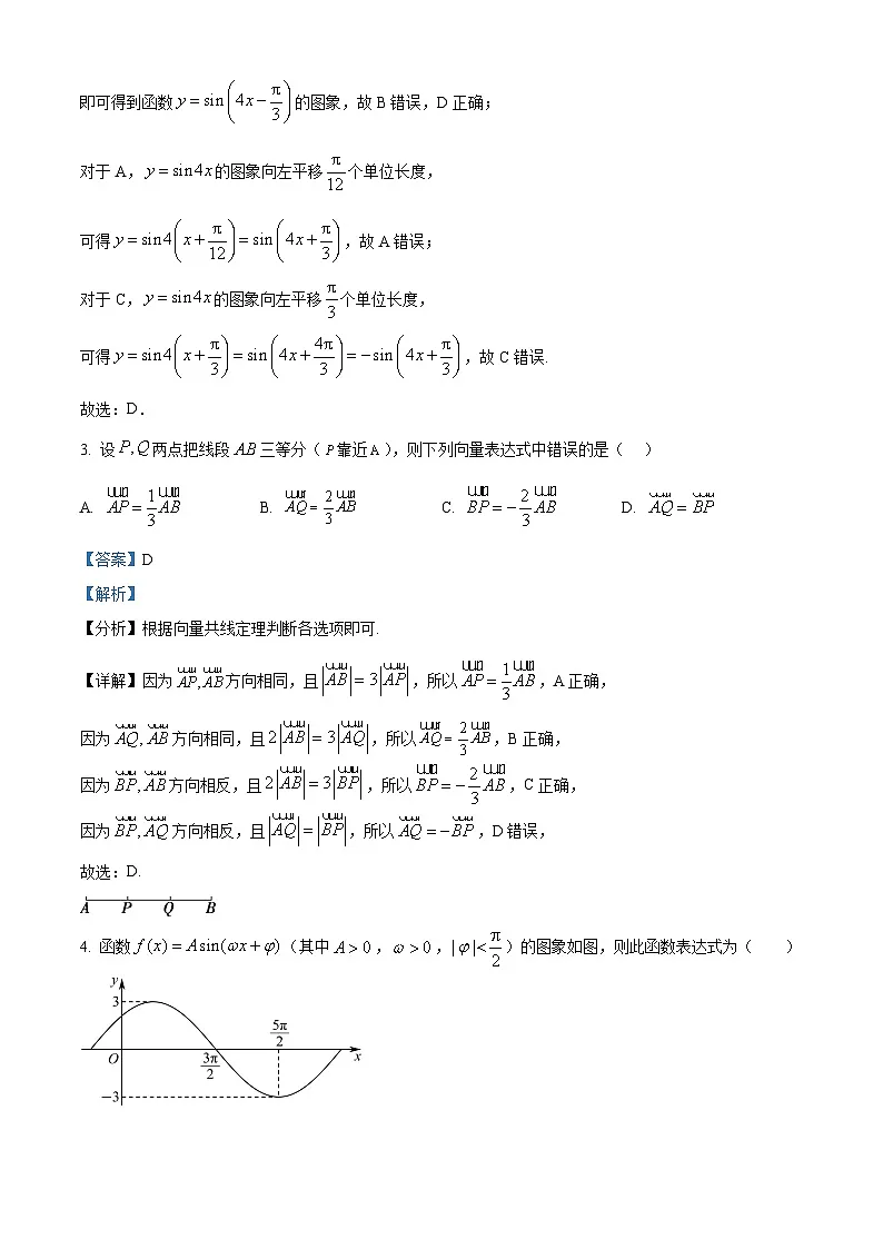 吉林省长春市东北师范大学附属中学2024-2025学年高一下学期阶段性考试(3月月考)数学试题 Word版含解析第2页