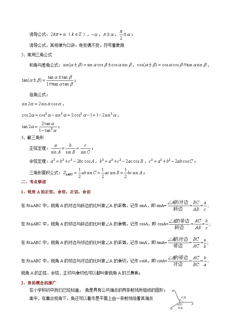 专题01 任意角及其度量(原卷版)第2页