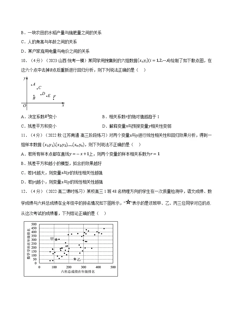 高考数学第二轮复习专题练习专题8.2 成对数据的统计相关性(重难点题型检测)(学生版)第3页