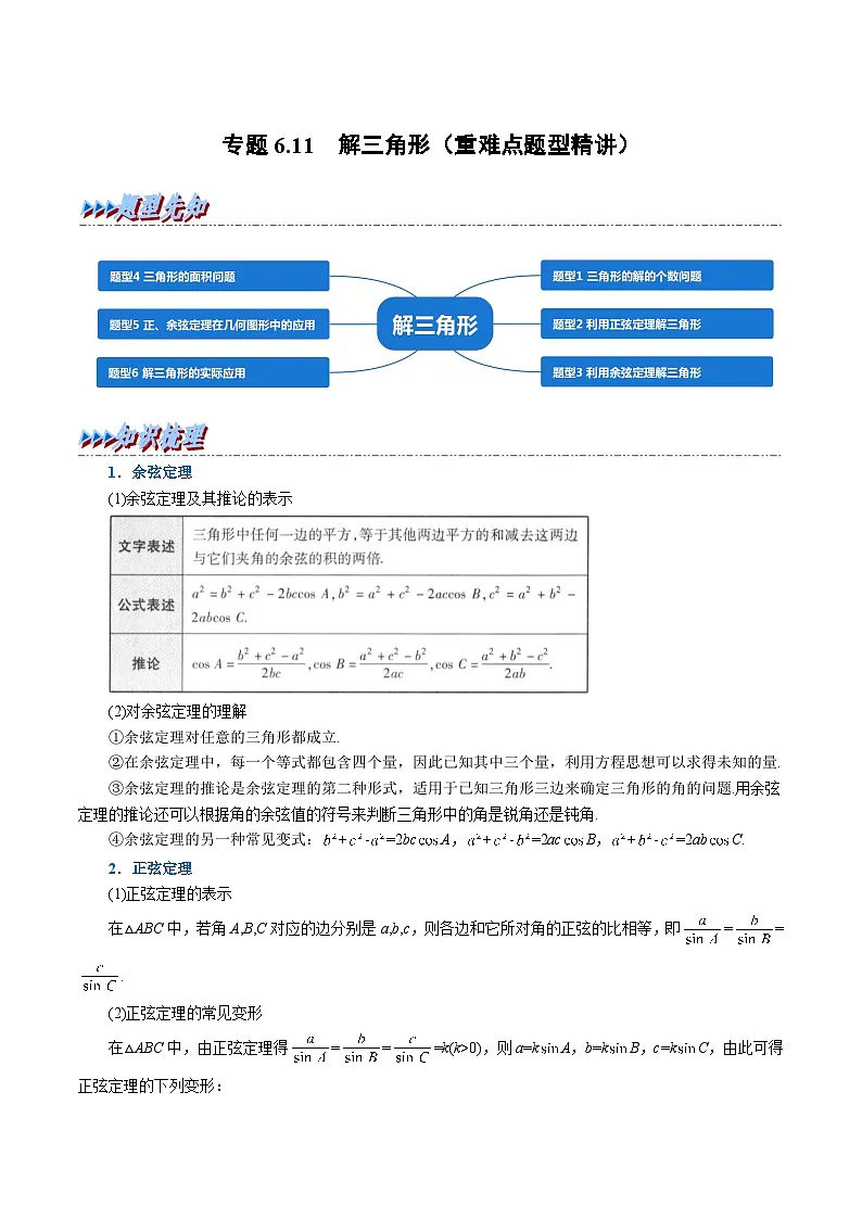 高考数学第二轮复习专题练习 专题6.11 解三角形(重难点题型精讲)(教师版)第1页