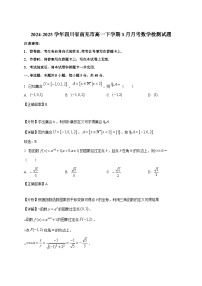 2024-2025学年四川省南充市高一下册3月月考数学检测试题（附解析）