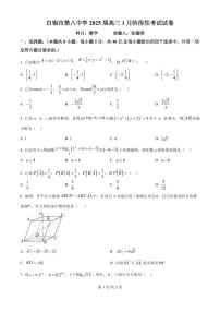 甘肃省白银市第八中学2024-2025学年高三上学期1月月考数学试卷(含答案)