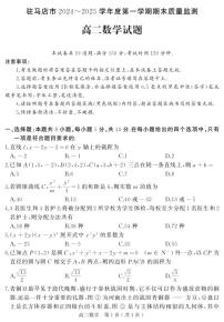 河南驻马店市2024-2025学年高二上学期期末（1月）数学试卷（含答案）
